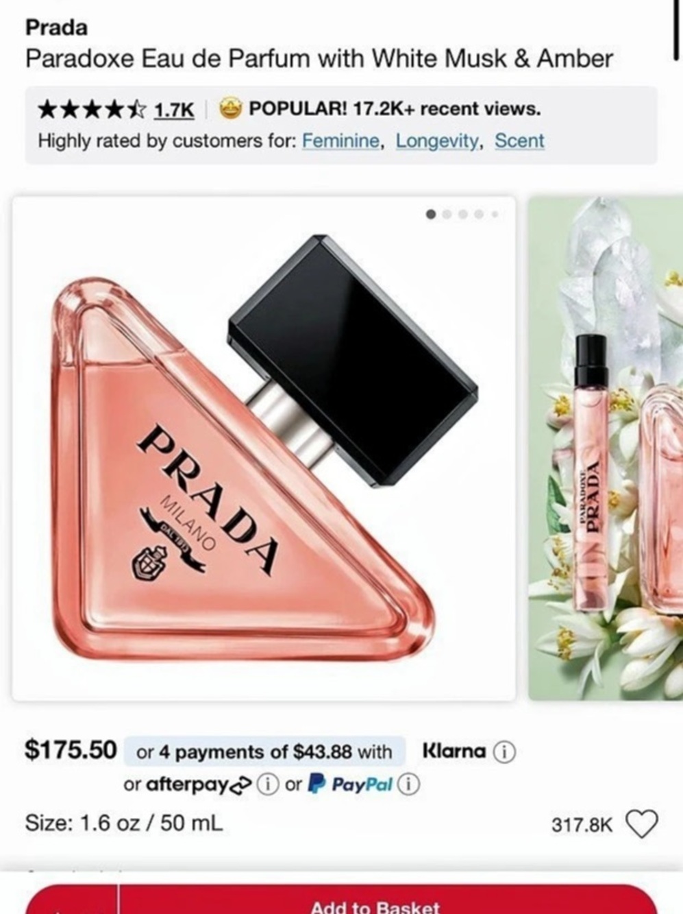 Prada Paradoxe Eau de Parfum Eau de Parfum in Pink NWT